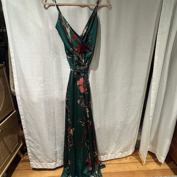 Lulu's Teal Floral Maxi Dress - Picture 1 of 7
